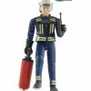 New 👏 Bruder Toys Bruder - Bworld Male Figure - Fireman With Accessories 🥰
